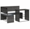 vidaXL Gartensofa, Sofa in L-Form mit Klapptisch Kissen, Sitzgruppe Lounge Couch für Terrasse Garten, Gartenmöbel Ecksofa, Grau Poly Rattan