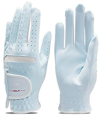 ZHAOYUQI Golfhandschuhe Packung 1 Paar Golfhandschuhe Frauen Micro Weichfaser Atmungsaktiv blau Anti-Rutsch Links- und rechte Hand Sporthandschuhe Frauen Golfhandschuhe Damen(Größe:19 Medium Large)
