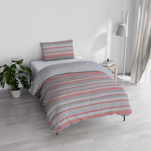 Italian Bed Linen Bettwäsche Athena mit Bettbezug und Kissenbezügen, Bedruckt, Motiv: Belen ROT, Einzelbett