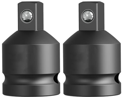2PCS Juttzzei Impact Socket Adapter, 1/2 Inch Square Adapter Drive Female, 3/8 Inch Square Drive Male, Upgraded Black CR-V Steel 1/2 x 3/8 Socket Reducer for Driver/Ratchet/Socket Set Extension
