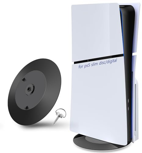 Vertikaler Standfuß für PS5 Pro/PS5 Slim Zubehör mit Anti-Rutsch Pads, Upgraded Vertikale Ständer für PS5 Pro/PS5 Slim Disc & Digital,Standfuß Halterungmit Schraube für PS5 Slim,Nicht für PS5,Schwarz