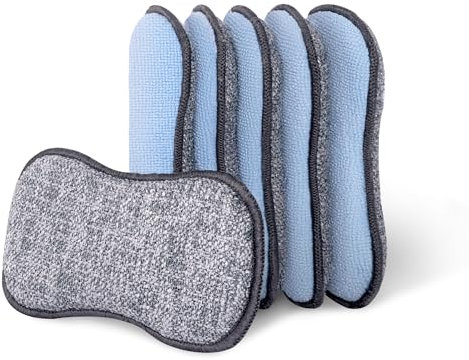 GRANNY SAYS Esponja Cocina, Set de 6 esponjas de Limpieza de Cocina Duradera, Esponja de Doble Cara, Esponja de Microfibra Lavable para reutilizar, Estropajo Cocina, estropajos Cocina