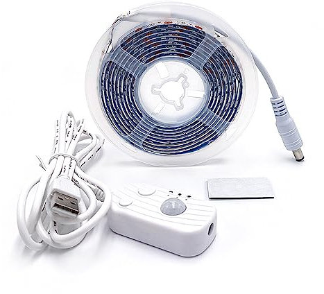 budiniao Smart Strip Light Infrarot Automatisch 2W 3500K/6500K USB LED Cabinet Ribbon Lamp Festival Dekoration TV 180° Beleuchtung, Warmes Licht, 1M