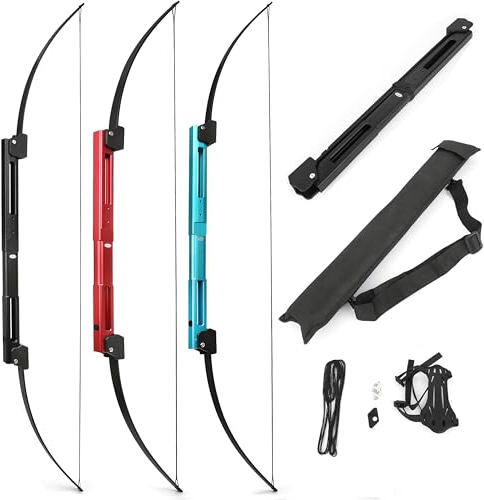Poearcus Bogenschießen Faltbogen 35lb Aluminium Recurve Bogen Tragbarer Recurve-Bogen für Rechts- und Linkshänder, für die Jagd, zum Üben und Schießen mit Bogentasche (schwarz)