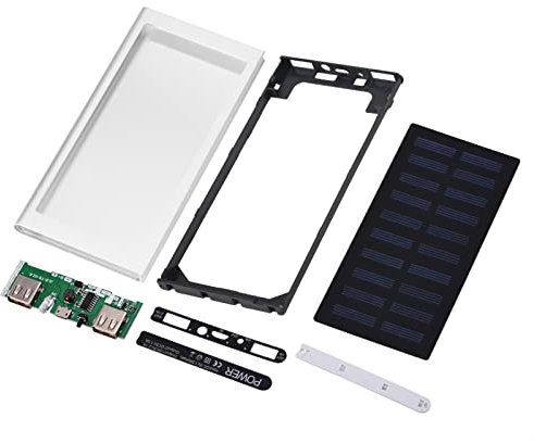 Caricatore solare solare Dual USB da 10000 mAh, caricabatterie solare portatile a ricarica rapida, kit fai-da-te con custodia in metallo Caricatore per telefono solare per (Silber)