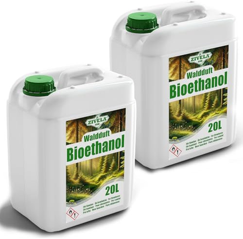 Bioetanol 96,6% 40L | Bio Alcohol Forest Aroma 96,6% 2x20L | Bioetanol para chimenea, chimenea de mesa, chimenea de bioetanol | Bioetanol Bosque | Combustión limpia