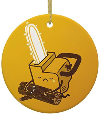 Niedliche weinende Kettensägen-Ornamente, runde Ornamente, personalisieren, Ornamente für Weihnachtsbaum-Dekorationen