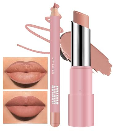 Lip Liner and Lipstick Set,Matte Nude Lipliner Long Lasting Waterproof Lip Stick,Lip Stain Lipsticks For Women High Pigmented Lip Stain Lip Line Pencil Set,Lip Makeup Kits For Daily and Holiday Gifts