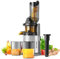 AIRMSEN Slow Juicer, Entsafter Gemüse und Obst mit 82mm Großem Einfüllöffnung für ganze Früchte entsaften, Max 450W BPA freie Cold Press Juicer Machine mit 2 Behälter und Bürste - Silber