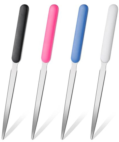 Piriuuo 4 Pcs Letter Opener Knife, Stainless Steel Envelope Openers Slitters Portable Mail Opener Tool with Handle Lightweight Mail Slitters Letter Knife for School Office Home Supplies