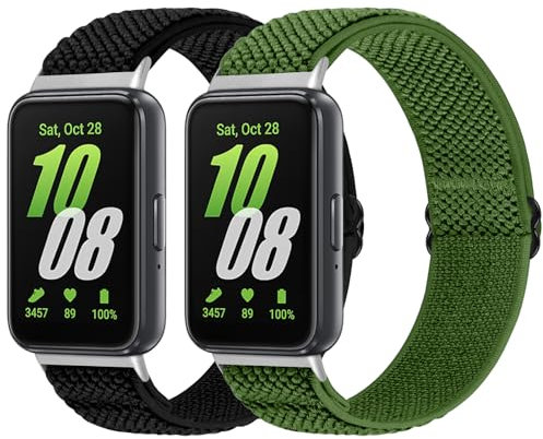 WNIPH 2 Piezas Correa Elástica de Nailon Compatible con Relojes Samsung Galaxy Fit 3 para Hombres y Mujeres, Correa de Repuesto Deportiva Elástica Suave y Ajustable Solo Loop para Samsung Galaxy Fit 3