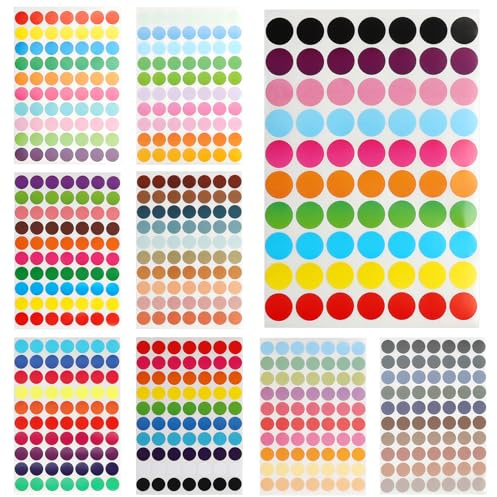 20PCS 10 Farben 20mm Klebepunkte Bunt, 1400 Stück Selbstklebende Punkt Aufkleber in Bunt für Markierung, Dekoration und Basteln, Perfekt für Büro, Schule und kreative Projekte