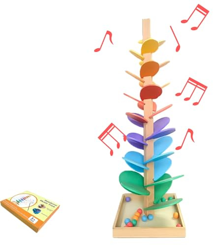 Hölzerne Farbenfrohe Musikbaum, Regenbogen Kugelbahn Klangbaum, Bildungsspielzeugblöcke Rolling Tree Toy, Für Kinder, Geburtstag, Vorschule (groß)