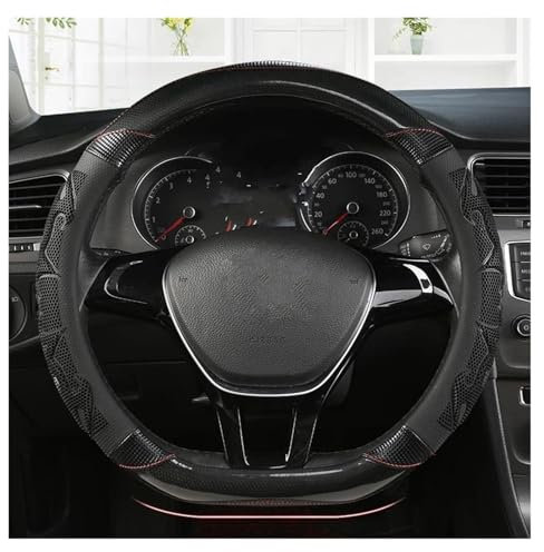 NYSQOFMB Lenkradabdeckung D-Form Auto Lenkradbezug PU-Leder Für Nissan Für Qashqai J11 Für Nissan Für X-Trail T32 Lenkradschoner(Schwarz)