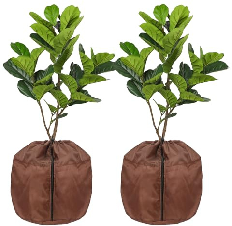 Tranbath Topfschutz Pflanzen Winter,45 * 50 cm 2 Stück Thermo Topfschutz | Winterschutz Pflanzen AußEn mit ReißVerschluss Kordelzug, Winterzelt Pflanzen Frostschutz Wurzelschutz, Wintervlies Pflanzen