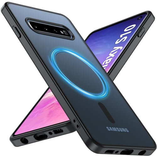Cum2giff Magnetic for Samsung Galaxy S10 Phone Case, S10 4G-NO 5G Compatible with Magsafe, Shockproof Military Grade Drop Protection, Translucent Matte Slim Rugged Cover Shockproof Case for S10, Black