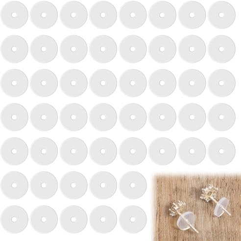 Lnngub 50 Stück Anti Wildfleisch Piercing Disc, 7 mm Transparente Piercing Scheibe für Piercingbump Silikon Piercingpads für Ohrringe Stabilisierende (Lochdurchmesser 1 mm)