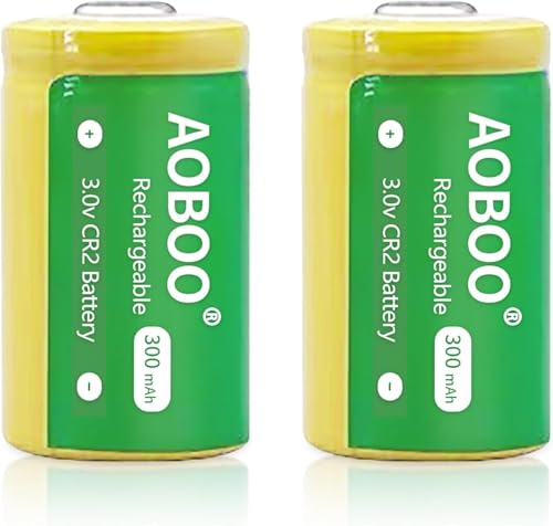 Lot de 2 piles rechargeables CR2 3 V 300 mAh pour appareil photo, télescope, télémètre de golf et équipement d'éclairage