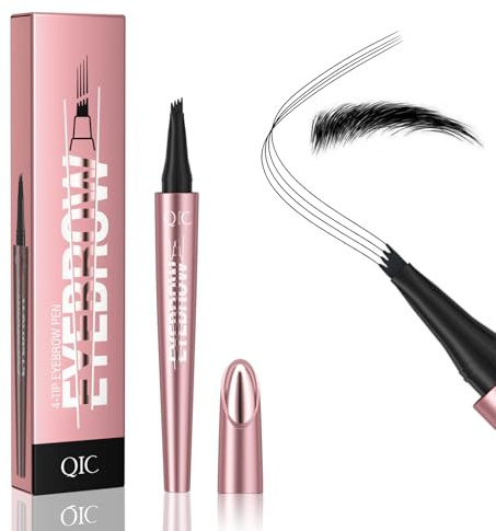 QIC Augenbrauenstift, Microblading Eyebrow Pencil, Wasserfest & Langanhaltend, Präzises Nachzeichnen für Natürliche & Volle Augenbrauen, Cruelty-Free (04 Black)