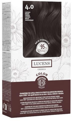 Lucens Umbria Color Kit 4.0 Castano Senza Ammoniaca Vegan | Kit colore permanente vegan 40 Castano: senza ammoniaca, con estratti naturali