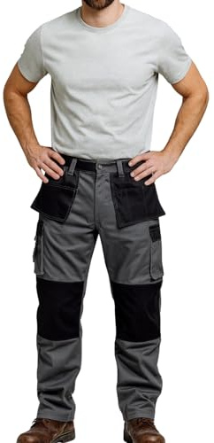 Maan Store Men's Heavy Duty Work Trousers with Holster & Knee Pad Pockets Durable Cargo Pants with Hammer Loop Multi Pockets