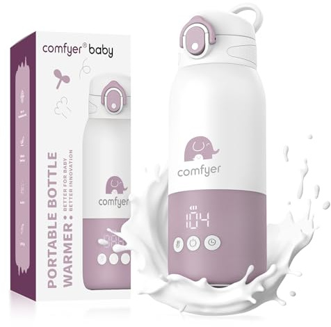 Comfyer BW01 Tragbarer Flaschenwärmer Baby unterwegs für Baby, 12000mAh Akku, Schnelles Aufheizen 2 Min für Muttermilch&Wasser, Flaschenwärmer für Nachtfütterung, Auto, Flugzeugreisen On-the-Go