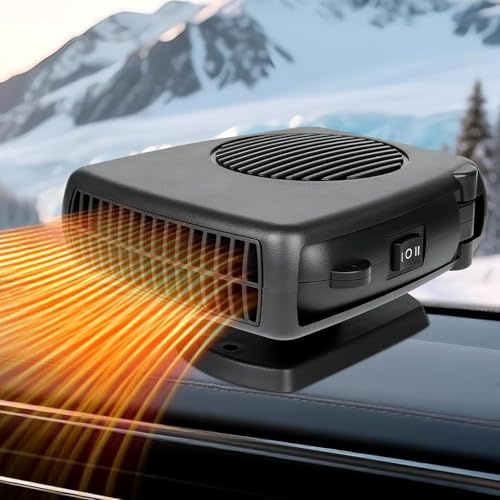 Auto Heizlüfter,12V 150W Auto Heizung Defroster, Tragbarer 2 In 1 Autoheizung mit Luftreinigungsfunktion, Auto Heizung mit 360° Drehbasis Heizung für Auto Innenraum, Einstecken in Zigarettenanzünder