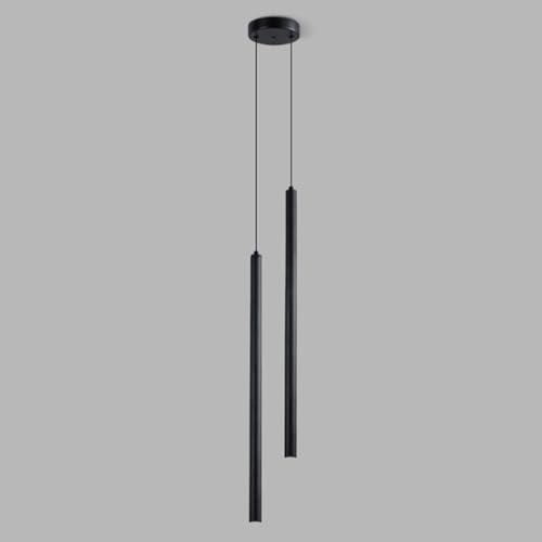 LIGKIN Hängeleuchte LED Moderne 2-flammig Kronleuchte Minimalistische Design LED Pendelleuchte Aluminium 50CM Hängelampe Schwarz für Esszimmer Schlafzimmer Wohnzimmer
