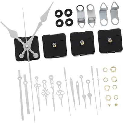 Sosoport Uhrwerk-Set Mit 4 Leisen Quarz-Uhrwerken 16 Silbernen Zeigern Uhrwerk Mit Zeiger Für Wanduhr DIY-Ersatzteile Für Reparatur Und Basteln