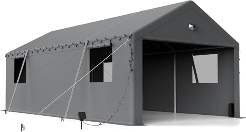 Carport Zeltgarage– Extra großes winterfestes Garagenzelt mit Rollfenstern für Auto SUV LKW Boote – Seitenwände und Dach abnehmbar – als Unterstand Lagerzelt oder Weidezelt (6x6m)