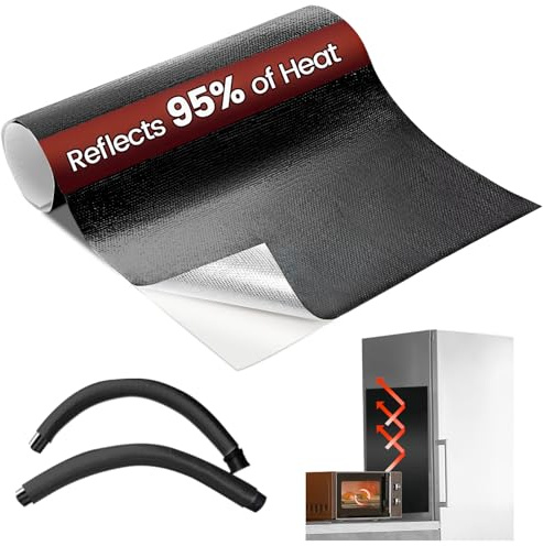 Selbstklebend Aluminium-Hitzeschutzfolie für Autos, 60 x 30 cm, Schwarz | Reflektiert 95% der strahlungswärme, selbstklebend hitzeschutzmatte für autos, kühlschränke, auspuffrohre, motorräder, kamine