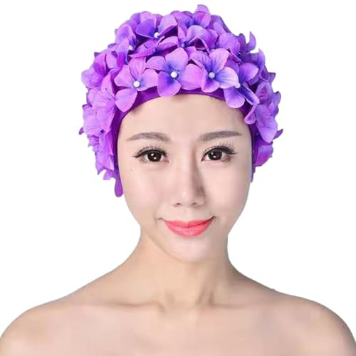 - Cuffia da bagno | Vintage Floreale Floreale Cuffia comoda con paraorecchie Adatto per adulti donne e ragazze Capelli lunghi o corti Elegante accessorio per il nuoto piscina tempo libero