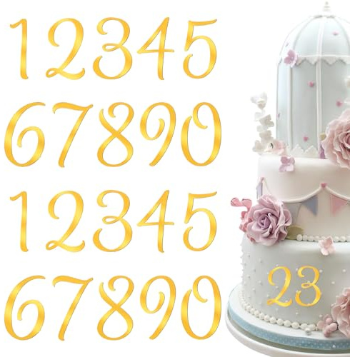 SHENLIU 20 Stück Zahlen Deko Torte, 0-9 Gold Kuchen Dekoration Acryl Gespiegelt Geburtstag Happy Birthday Cake Topper Für Party Hochzeit Jubiläum Feier