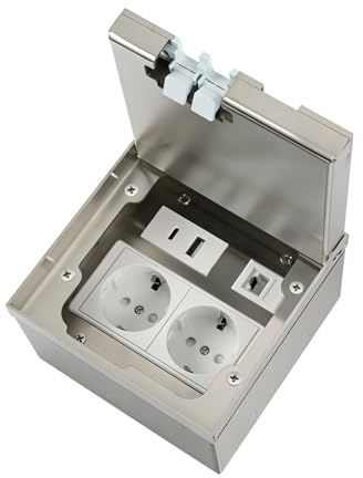Prise de sol encastrable, Prise de sol enfouie, Prise encastrée en acier inoxydable étanche avec 2AC+2USB+1RJ45