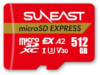 SUNEAST Carte mémoire microSD Express 512 Go SUNEAST, jusqu'à 900 Mo/s en Lecture et 620 Mo/s en écriture, U3 V30 UHS-I A1, Compatible avec Nintendo Switch 2, Stockage Haute Vitesse Jeux/Vidéo 4K