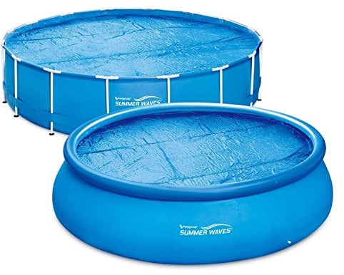 Summer Waves Solarfolie Solarplane Solar Cover - Poolheizung Pool Solarabdeckplane - Solarfolie Stärke 60 µm - Solarplane zuschneidbar - Poolheizung für Wassererwärmung (rund - Ø 4.57m)