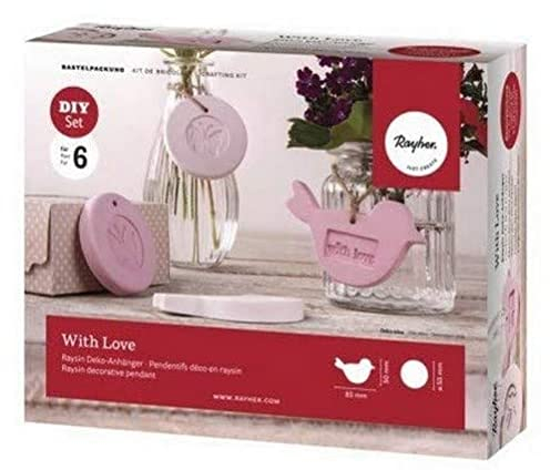 Rayher DIY-Bastelpackung Raysin-Anhänger Motiv Vogel und Scheibe, 6 Deko-Hänger selbst gießen, mit Gießpulver, Gießformen, Farbpigmenten, Labels, 34416000