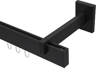Interdeco Innenlauf-Gardinenstangen eckig/kantig Schwarz Typ 10212820, 100 cm