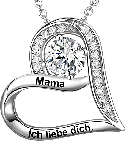 LOVORDS Damen Halskette Gravur 925 Sterling Silber Herz Kette Anhänger Mutter Geschenk für Mama
