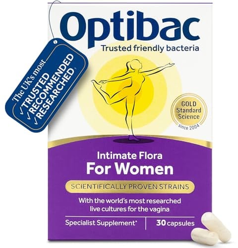 Optibac for Women - Vaginal Live Cultures Supplement - 30 Vegan Capsules | Most researched strains for intimate flora, Lactobacillus reuteri RC-14 & Lactobacillus rhamnosus GR-1 | Small oral capsule