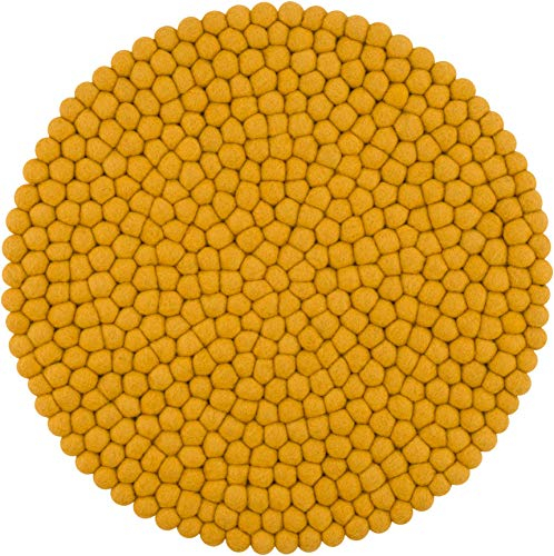 myfelt Filzkugel Sitzauflage Stuhlauflage - Klara - rund, Ø 36 cm, Senfgelb