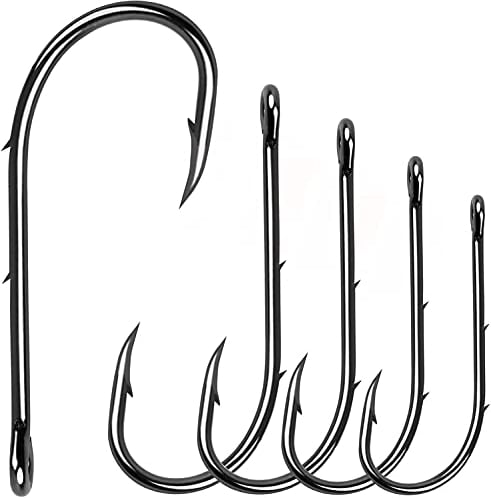 Baitholder Fishing Hooks,100pcs Barbed Shank Beak Long Shank Hooks High Carbon Steel Baith Holder Hook with 2 Barbs Bait Keep Jig Fish Hooks for Saltwater Freshwater Fishing (6/0-100pcs)