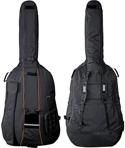 GEWA Kontrabass Gig-Bag Premium 4/4 - 10 mm Polsterung, Bogentasche, Rucksackgurte, Notentasche