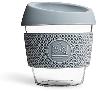 Neon Kactus Glass Coffee Cup | Reusable Glass Cup with Lid for Home or On the Go | Travel Coffee Cup | For Hot & Cold Drinks | Durable, Non-Permeable, Non-Slip, Splash-Proof | Free Spirit, 8oz