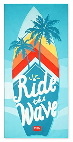 Legami - Strandtuch, kompakt und leicht, schnell trocknend, Ultra-saugfähig, für Strand, Reisen, Camping, Schwimmbad, 85 x 180 cm, Surf-Thema