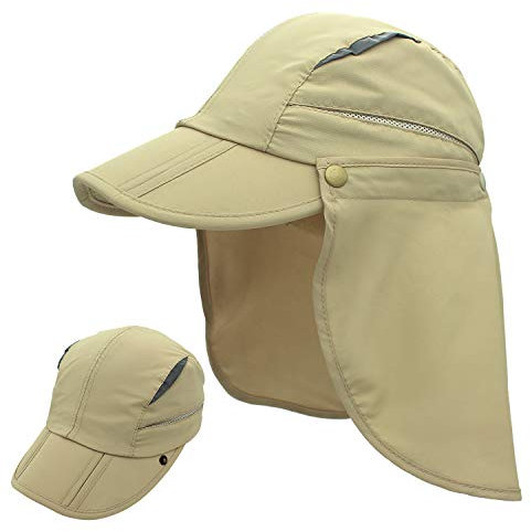 DongBao Sonnenhut mit UV Schutz - Outdoor Sonnenschutz Cap mit Abnehmbarer Nackenschutz für Männer und Frauen, Baseballmütze