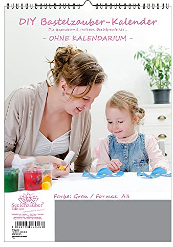 DIY Bastelzauber Wandkalender zum basteln OHNE Kalendarium DIN A3 Hochformat Farbe: Grau - Seelenzauber Fotokalender Bastelkalender Basteln