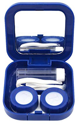 BCHEN Pocket Mini Contact Lens Case Contact Lens Case for Eyes Care Kit Holder Contain Travel Kit Easy Carry Mirror Container Holder Blue