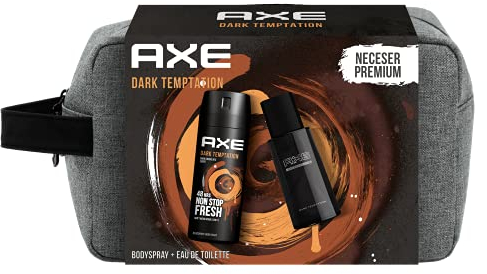 AXE Dark Temptation Kulturbeutel für Herren, mit Kulturbeutel, BodySpray, 150 ml + Eau de Toilette 100 ml