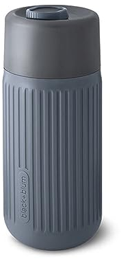 BLACK + BLUM - Leak Proof & Taste-Neutral Glass Travel Cup - Silicone Sleeve & Lockable Cap - Dishwasher Safe, Slate - 340ml